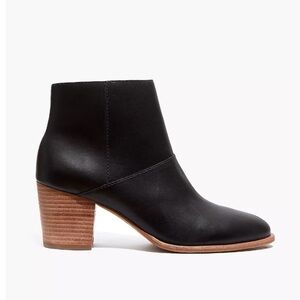 Madewell Genuine Leather Black Chunky Heel Ankle Booties